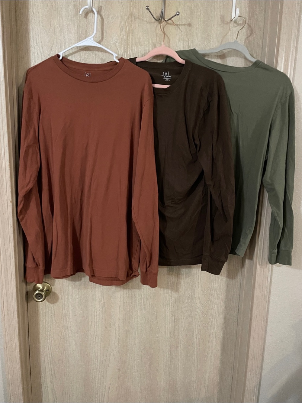 George Men's Long Sleeve Tees - Rust, Olive Green & Dark Brown